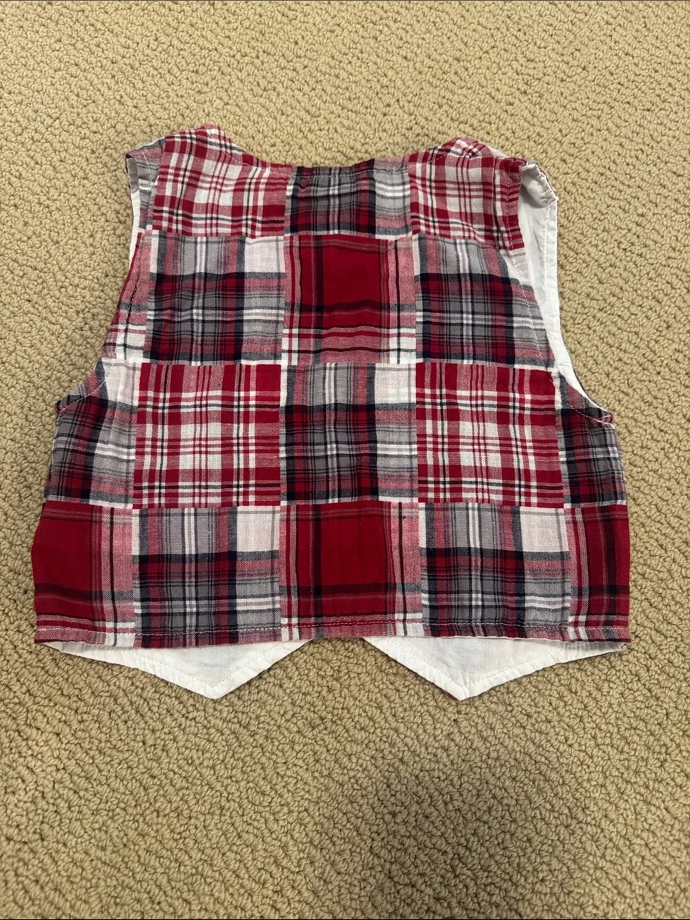 Kids Red Plaid Vest & Black Houndstooth Pants Matching Set- 24 Months